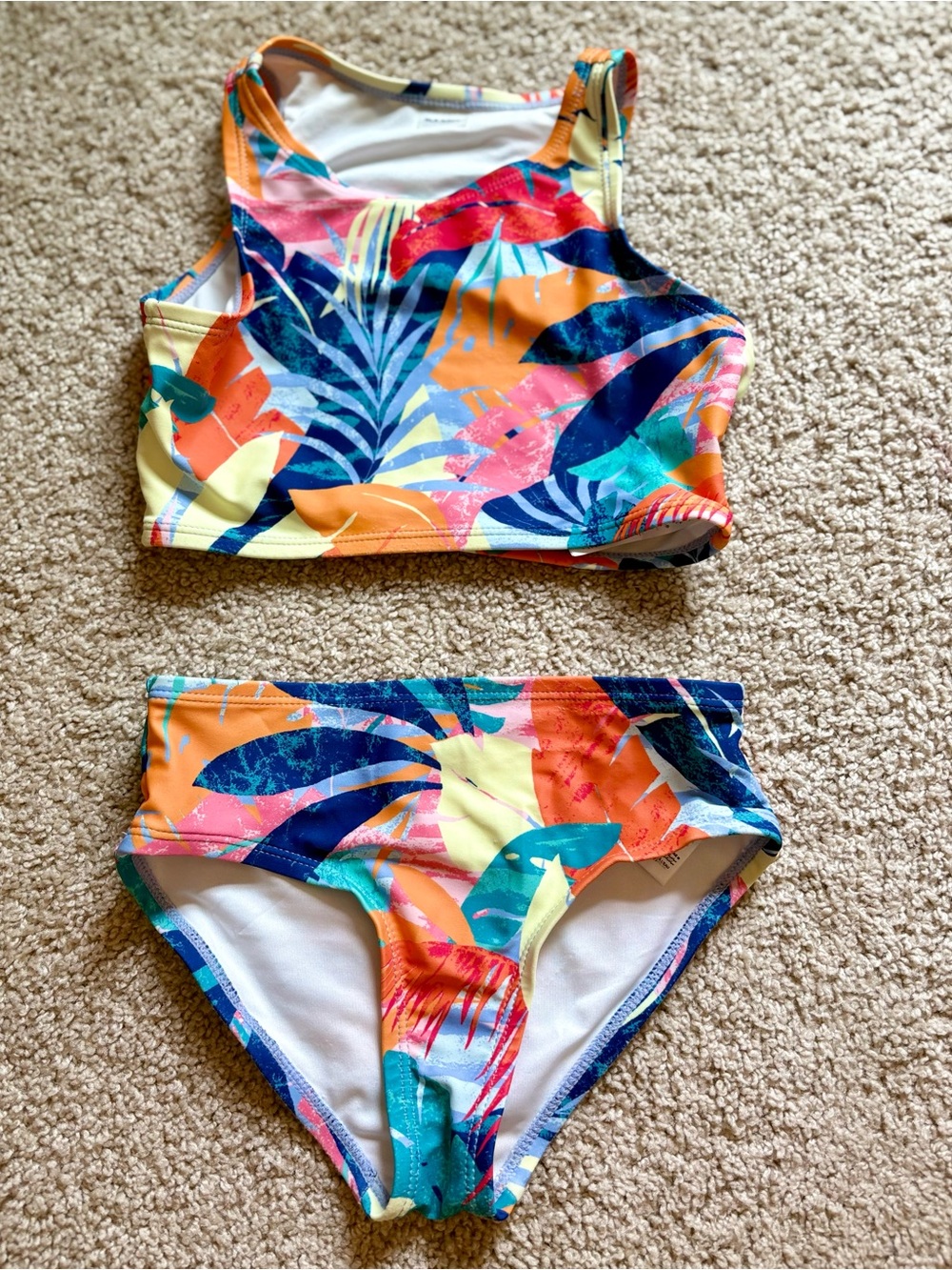Kids Floral Tropical Two-Piece Swim Set - Orange Multi Size 6/7